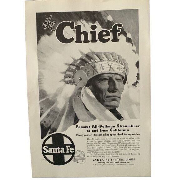 Vintage 1947 Santa Fe Rail System The Chief Ad Advertisement - Picture 3 of 4